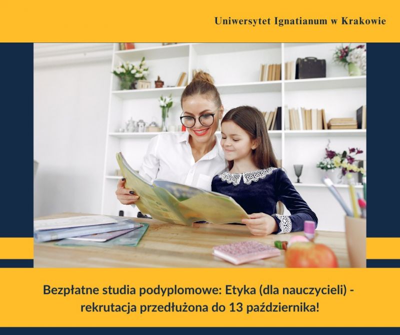 Rekrutacja na bezpłatne studia podyplomowe Etyka (dla nauczycieli) na Uniwersytecie Ignatianum